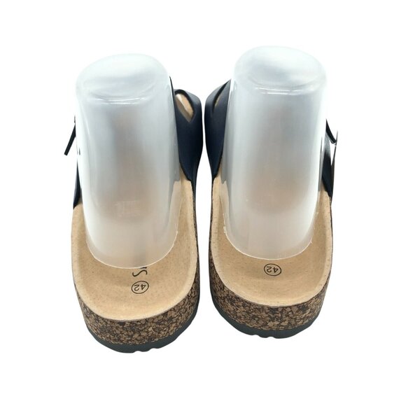 SandalUp Womens Slide Sandals Footbed Faux Leather Buckle Navy Blue 42 US 11 - Picture 4 of 6